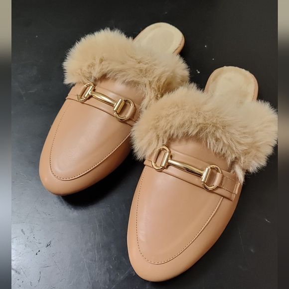 Tan faux fur lined indoor outdoor slippers - Picture 2 of 6